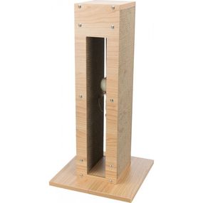 Дряпка-стовпчик Trixie для котів з іграшкою на мотузці та котячою м ятою картон/МДФ/джут світло-коричнева 30х30х62 см