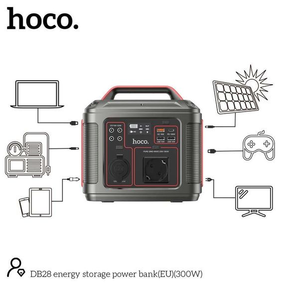 Портативная электростанция HOCO Energy storage DB28 80000mAh 300W 3USB Портативная зарядка Електрогенератор | Зображення 8