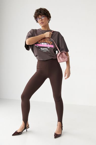 Футболка вільного фасону  із принтом авто - коричневий цвет, ONE SIZE (є розміри) | Зображення 2