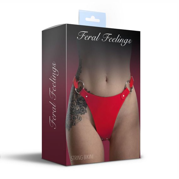 Трусики з натуральної шкіри Feral Feelings - String Bikini Red | Зображення 3