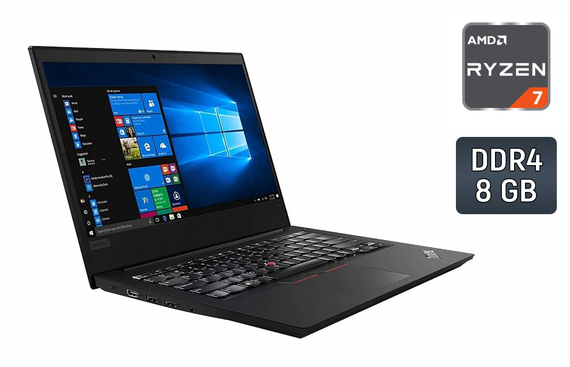 Ультрабук Б-класс Lenovo ThinkPad E485 / 14" (1366x768) TN / AMD Ryzen 7-2700U (4 (8) ядра по 2.8 - 3.8 GHz) / 8 GB DDR4 / 120 GB SSD / AMD Radeon Vega 8 Graphics / WebCam б/у