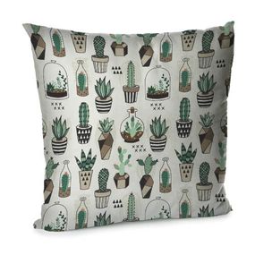Подушка диванная с бархата Кактусы 45x45 см (45BP_TFL018)