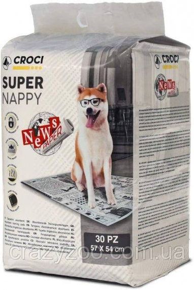 Пеленки для собак Croci Super Nappy принт газета 30 шт 57x54 C6028720
