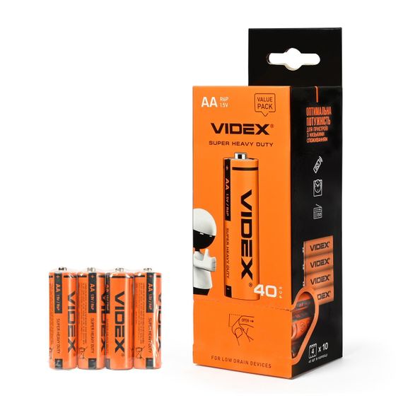 Батарейка сольова Videx R6P/AA 4шт SHRINK