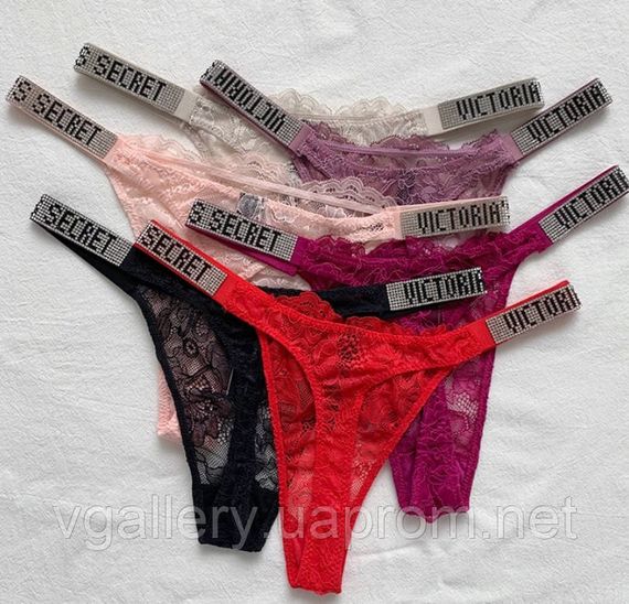 Стринги Victoria's Secret зі стразами на вибір, жіночі стринги Вікторія Сікрет, стринги Вікторія Сікрет M, Білий, з Мереживом (класичні) | Зображення 6