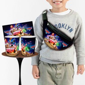 Набор: детская сумка-бананка+кружка Тачки Молния Маквин 32х15см,бананка для мальчика через плечо (00978)