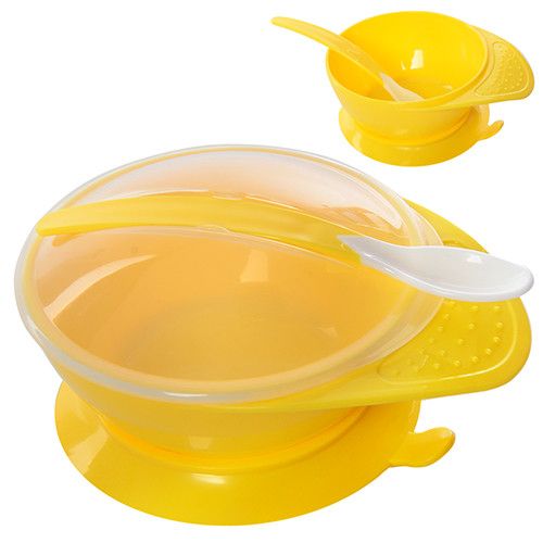 Миска з кришкою та ложкою дитяча Stenson R-83770 15.5х12х8 см