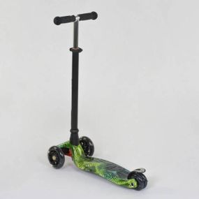 Самокат чотириколісний пластмасовий з підсвічуванням коліс Молекула А25462 MAXI Best Scooter Чорний