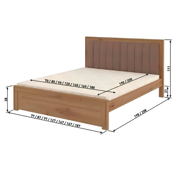 Двоспальне дерев&#039;яне ліжко Mebigrand Торонто Т2 Сіро-блакитний (S2010R80B)/Аляска 23 (бежевий) 180х200 см (MBG-8507) | Зображення 2