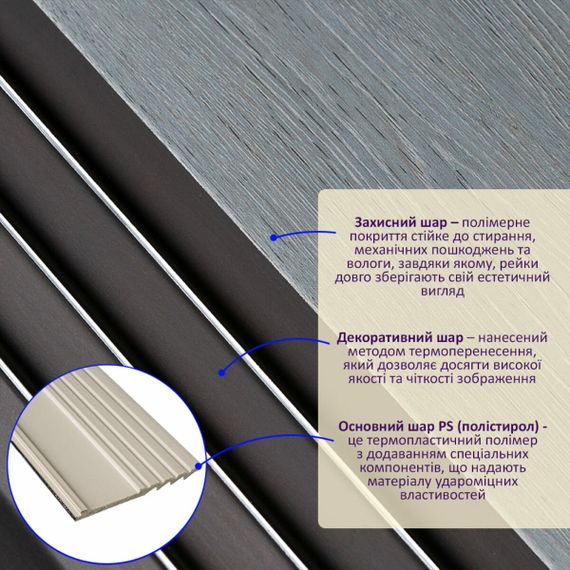 Рейка декоративна PS 2900х160х11мм Сіре дерево з чорним SW-00002149- | Зображення 1