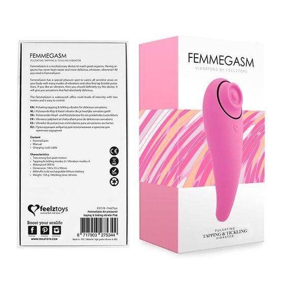 Пульсатор для клітора плюс вібратор FeelzToys - FemmeGasm Tapping & Tickling Vibrator Pink sexstyle | Зображення 1