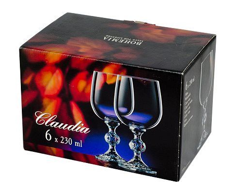 Набор бокалов для вина Bohemia Claudia 230 мл 6 шт 40149/230 фужеры для торжеств и праздников | Зображення 1