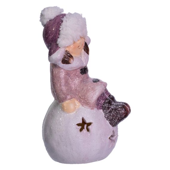 Новорічна фігурка з підсвіткою Дівчинка на сніговій кулі з фарфору 7×7×16 (см) новорічний декор для дому, квартири на подарунок | Зображення 3