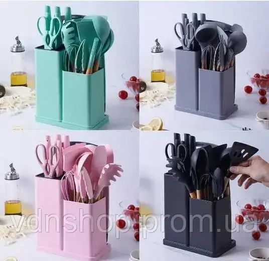 Набор кухонных принадлежностей 19 предметов с двойной подставкой доской набором ножей ZP-0102