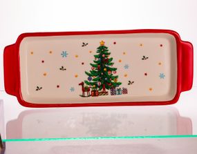 Блюдо сервірувальне новорічне для закусок 39×15×2 (см) з порцеляни CR-1-1