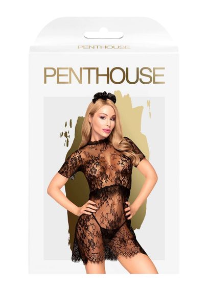Комплект сукня з баскою, прикрасою та стрінгами Penthouse - Poison Cookie Чорний L/XL | Зображення 2
