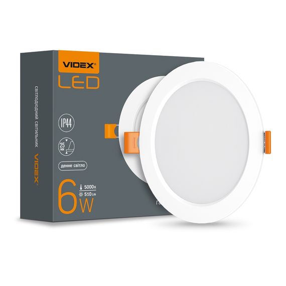 Світильник вбудований LED Videx Back 6W 5000K круглий VL-DLBR-065
