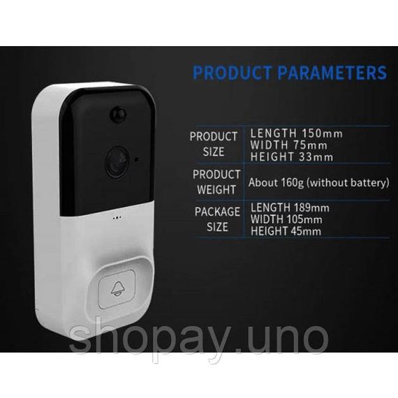 Бездротова відеокамера дверного дзвінка домофон SMART DOORBELL X5 wifi