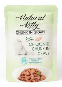 Вологий корм для котів з куркою та тунцем Natural Kitty Chunk In Gravy Chicken And Tuna, 85 гр