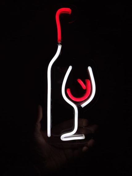 Неоновий світильник Пляшка вино бокал 300х130 acr-n000002 | Зображення 3