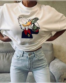 Футболка женская с принтом повседневная L Белая