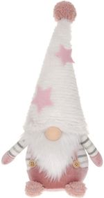 Интерьерная игрушка мягкая Гномик 16х14х35см белый с розовым