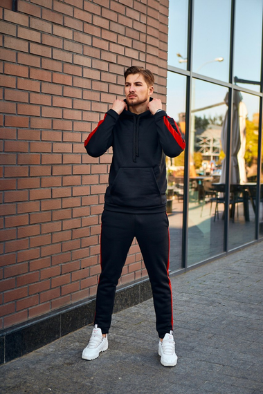 Костюм Лампас Зима чорно-червоний S XL, Чорно-червоний | Зображення 3