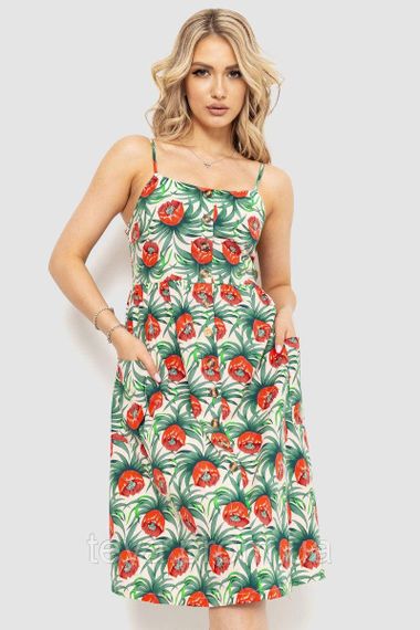 Модна жіноча сукня з принтом сезон літо-демісезон колір червоно-зелений FG_00820