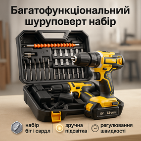 Бесщеточный аккумуляторный шуруповерт с набором бит, Дрель шуруповерт с насадками GH-48