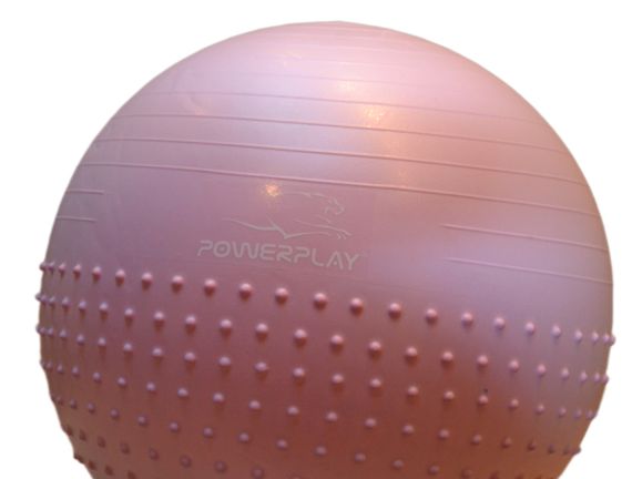 М'яч для фітнесу (фітбол) напівмасажний PowerPlay 4003 Ø65 cm Gymball  Ліловий + помпа | Зображення 7