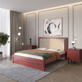 Полуторне дерев&#039;яне ліжко Mebigrand Торонто Т6 Махонь/Аляска 23 (бежевий) 120х200 см (MBG-9532)