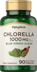 Хлорелла Piping Rock Chlorella Blue-Green Algae, 1000 mg (per serving), 90 Quick Release Capsules