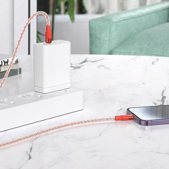 Дата кабель Hoco X99 Crystal Junction PD 27W Type-C to Lightning (1m) Red | Зображення 4