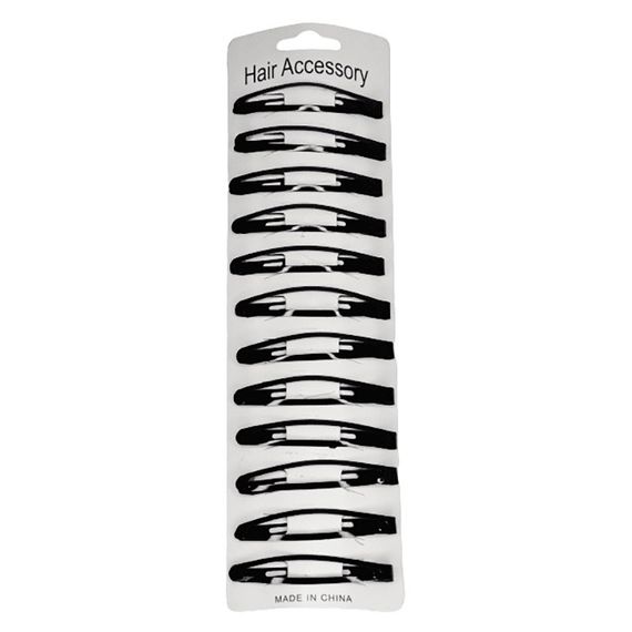 Затискач-хлопавка для волосся 1200-191 чорна 12 штук | Зображення 1