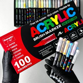 Акрилові маркери GuangNa Brush GN-8101 з м’яким пензликом 100 шт.