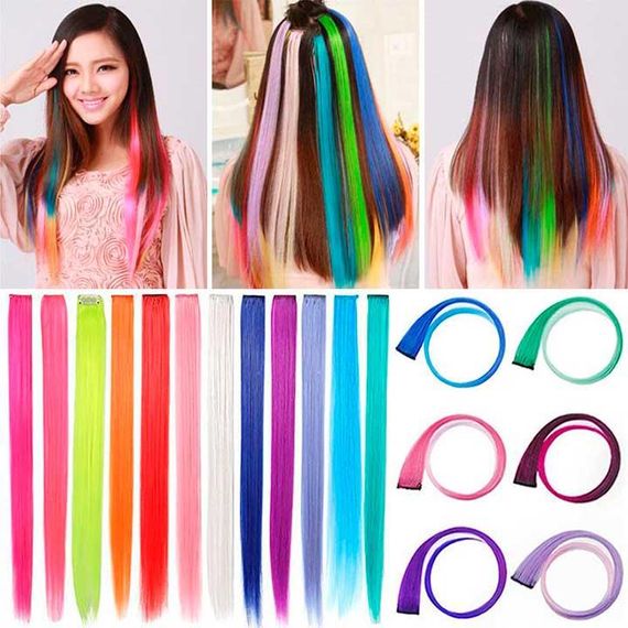 Цветная прядь волос на заколках 60 см супер-блонд Накладные волосы | Зображення 1