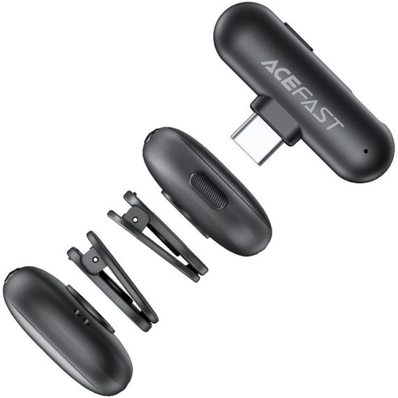 Петличный беспроводной микрофон Acefast R1 Lightning Black | Зображення 2
