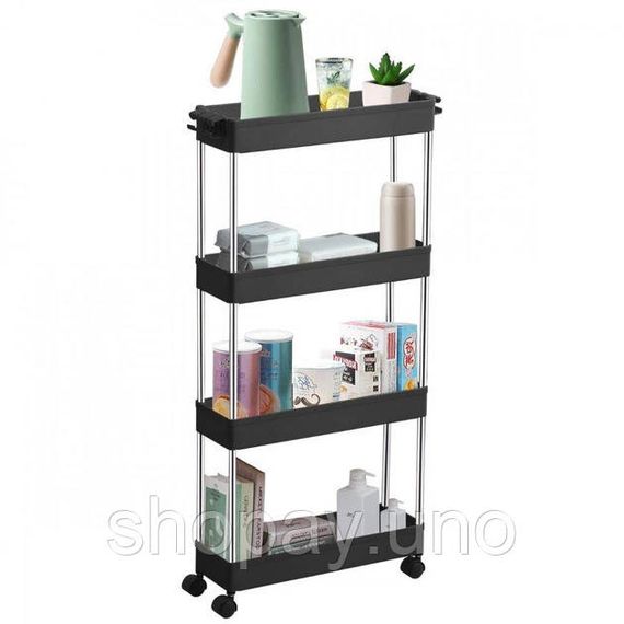Этажерка напольная на колесиках only Black AND 220-4  / Полка напольная на колесах / Передвижной органайзер 4 полки | Зображення 2