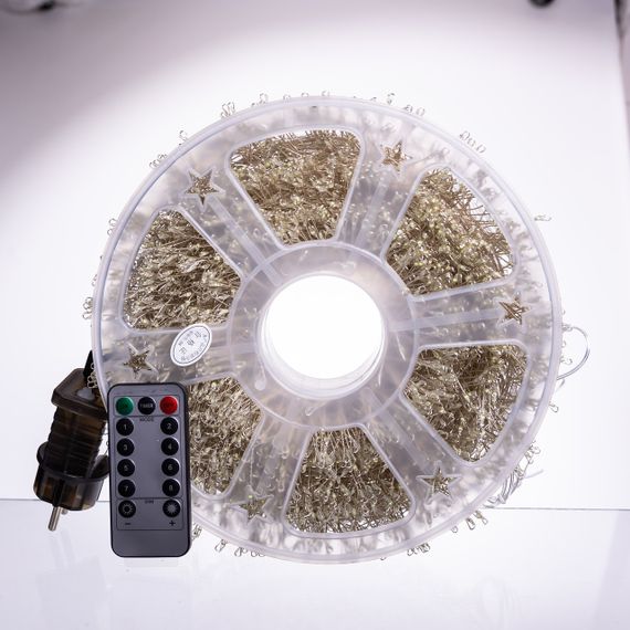 Новорічна гірлянда кімнатна роса Хвойна лапа 50 м 1500 LED зелений провід Біле сяйво D1500L50MGW | Зображення 6