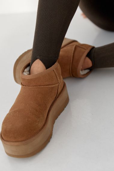 Лосини на хутрі зі штрипками - коричневий цвет, ONE SIZE (є розміри) | Зображення 5