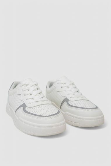 Женские кеды с перфорацией на шнурке экокожа цвет белый размер 39 248RAD60 | Зображення 2