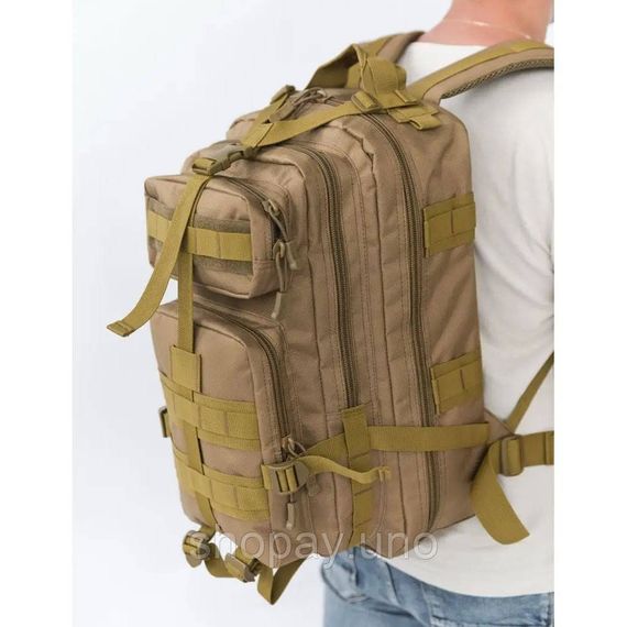 Тактичний військовий рюкзак Cordura, 30–35 л, койот, система MOLLE, туристичний, чоловічий | Зображення 1