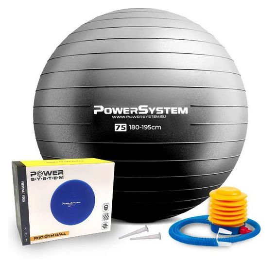 М'яч для фітнесу (фітбол) Power System PS-4013 Ø75 cm PRO Gymball Black (4013BK-0)