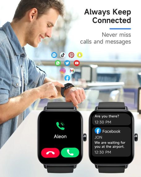 Смартгодинник TOOBUR IDW19 1,8-дюймовий з вбудованим Alexa, водонепроникний фітнес-трекер IP68 | Зображення 2