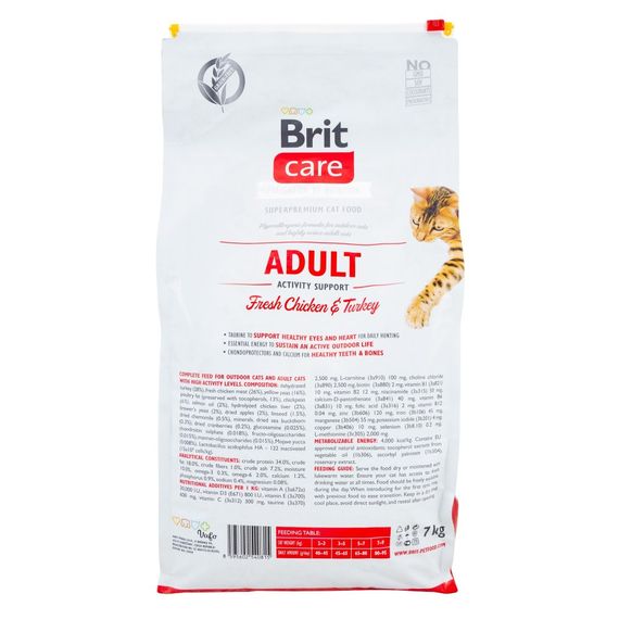 Корм сухий Brit Care Cat Grain Free Adult Activity Support для вуличних та дорослих котів філе індички та курки 7 кг | Зображення 2