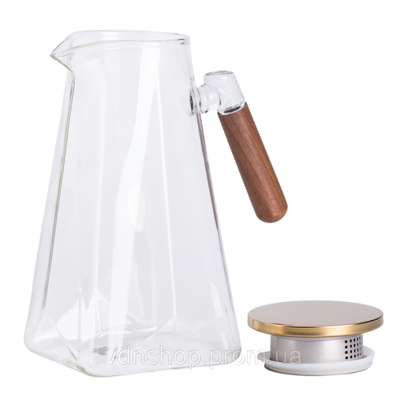 Заварник стеклянный для чая 2 л чайник для заваривания с ручкой прозрачный HP-34-32 | Зображення 3