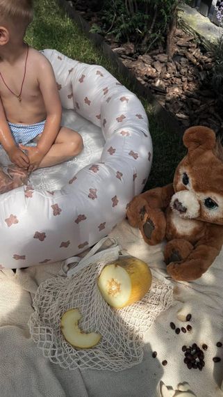 Дитячий надувний басейн Бежевий з ведмедиками | Зображення 3