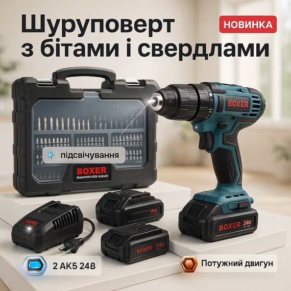 Дриль-шуруповерт для складання меблів, Шуруповерт з набором інструментів в пластиковому кейсі LW-93