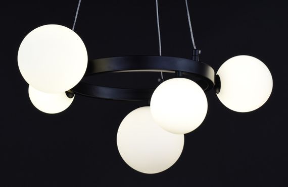 Люстра підвісна на 5 лампочок 27846 Чорний 40-150х52х52 см. | Зображення 2