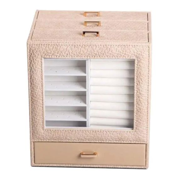 Шкатулка для украшений из эко кожи 3 яруса органайзер для ювелирных изделий HP-5-16CR